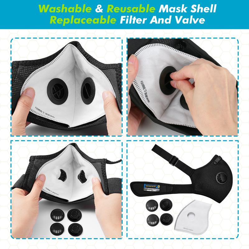 BASE CAMP M PRO Dust Mask, All Day Comfortable Reusable Respirator Mask, L-Shaped Head Strap Design, Safety Work Mask for Woodworking, Landscaping, DIY, Dust, Pollen,1 Pack