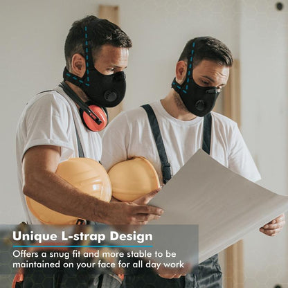 BASE CAMP M PRO Dust Mask, All Day Comfortable Reusable Respirator Mask, L-Shaped Head Strap Design, Safety Work Mask for Woodworking, Landscaping, DIY, Dust, Pollen,1 Pack