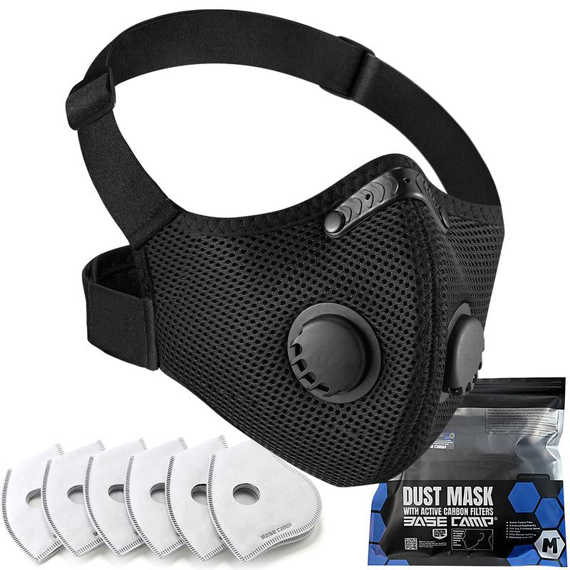 BASE CAMP M PRO Dust Mask, All Day Comfortable Reusable Respirator Mask, L-Shaped Head Strap Design, Safety Work Mask for Woodworking, Landscaping, DIY, Dust, Pollen,1 Pack